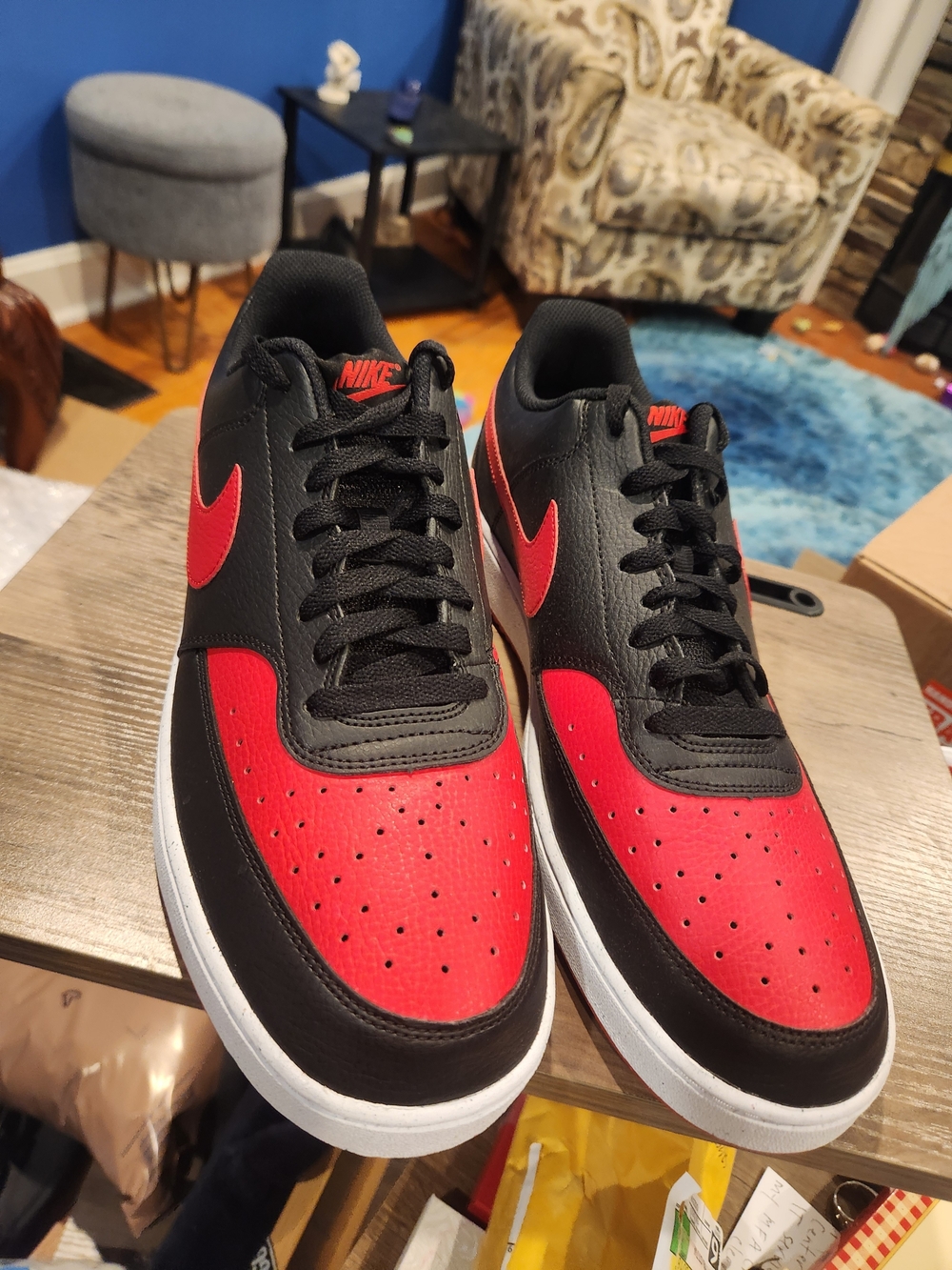 Nike Court Vision Low Next Nature "Bred" Black & Red Mens Size 13 NWOT